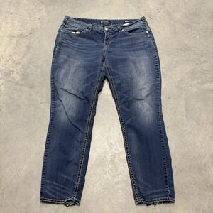Silver Jeans Women's Suki Mid Skinny Size 20/31L Distressed Medium Wash Blue‎